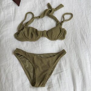 Olive Textured Bikini Set